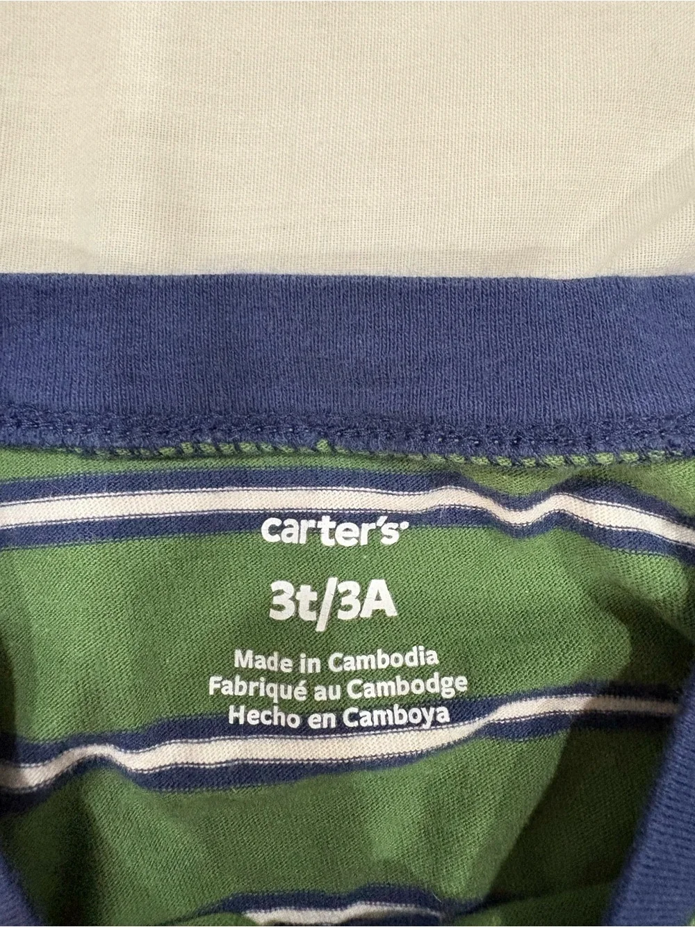 2 For $15 Carter's Striped Dino Henley Top & Navy Pants Outfit Set Size 3T
